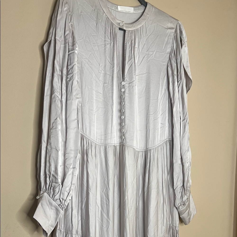 Elegant Long Sleeve Silver Maxi Dress - Picture 4 of 4